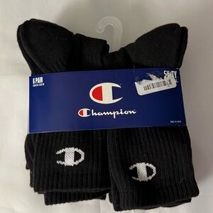 BRAND NEW Champion 6pairs Youth Black Crew Socks